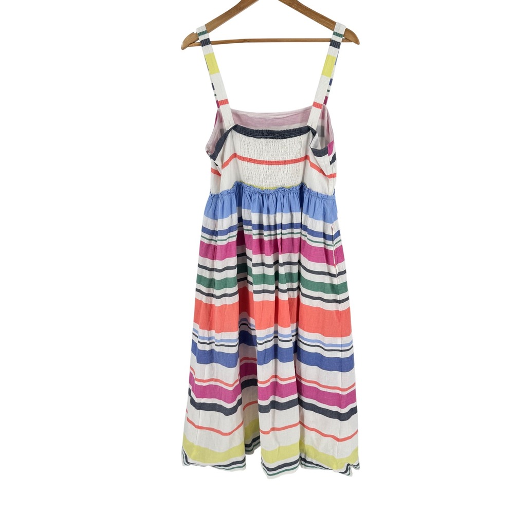 Gap Maxi Dress Multicolor Stripe Large Square Neck Sleeveless Cotton Pockets - Picture 2 of 8